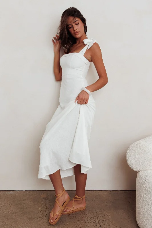 Appreciate You Tied Shoulder Maxi Dress White