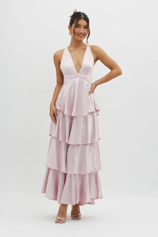 Auguste Tiered Frill Strappy Back Dress Blush