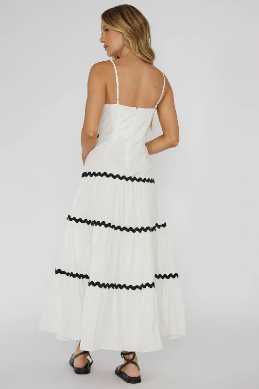 Confidante Ric Rac Trim Maxi Dress White