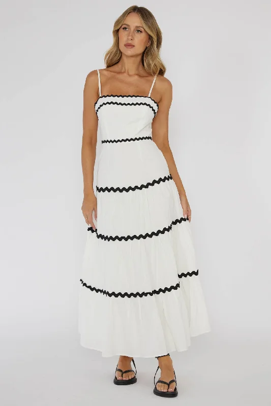 Confidante Ric Rac Trim Maxi Dress White