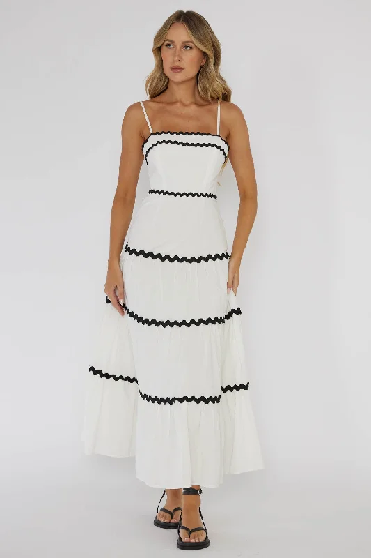 Confidante Ric Rac Trim Maxi Dress White