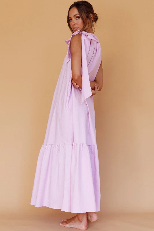 Cruise Shoulder Tie Maxi Dress Lilac