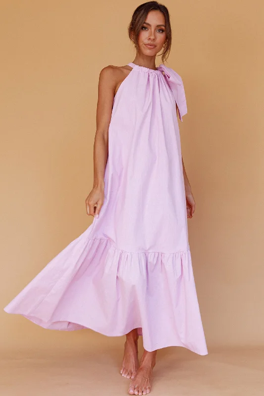 Cruise Shoulder Tie Maxi Dress Lilac