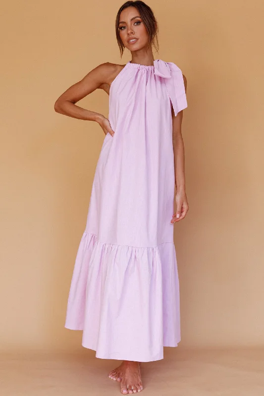 Cruise Shoulder Tie Maxi Dress Lilac