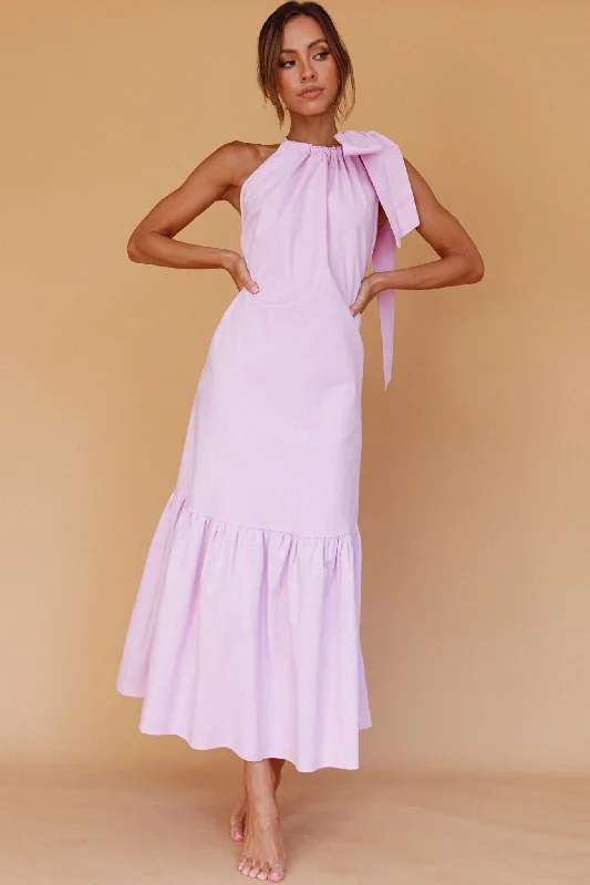 Cruise Shoulder Tie Maxi Dress Lilac