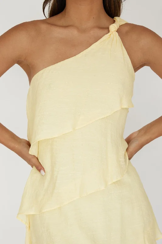 Delwyn One-Shoulder Maxi Dress Yellow