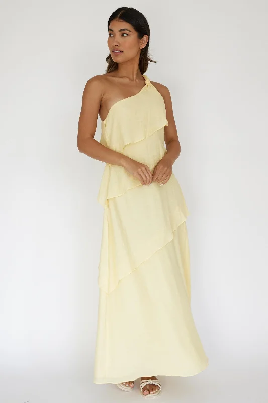 Delwyn One-Shoulder Maxi Dress Yellow