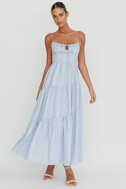 Doe Tied Bust Maxi Dress Blue