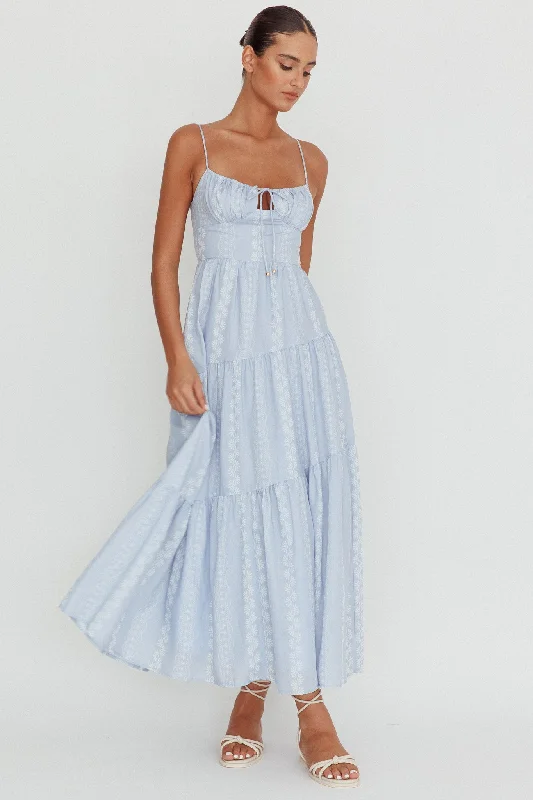 Doe Tied Bust Maxi Dress Blue