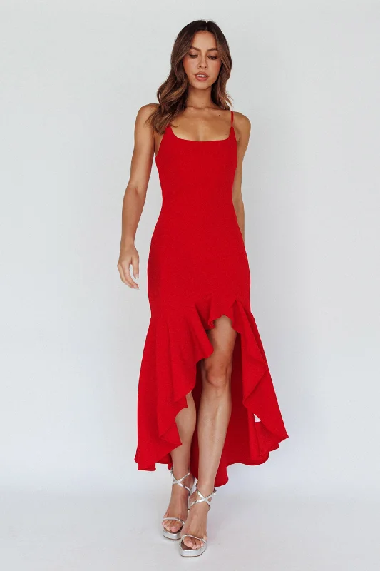 Emoji Asymmetrical Hemline Dress Red