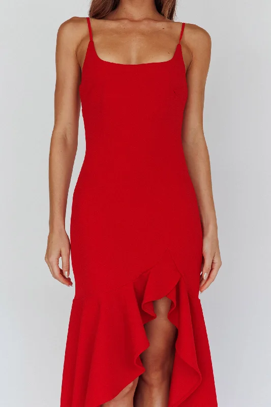 Emoji Asymmetrical Hemline Dress Red