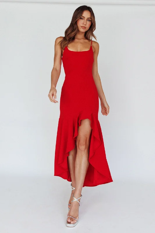 Emoji Asymmetrical Hemline Dress Red