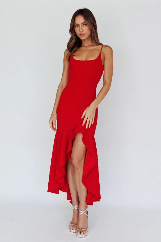 Emoji Asymmetrical Hemline Dress Red