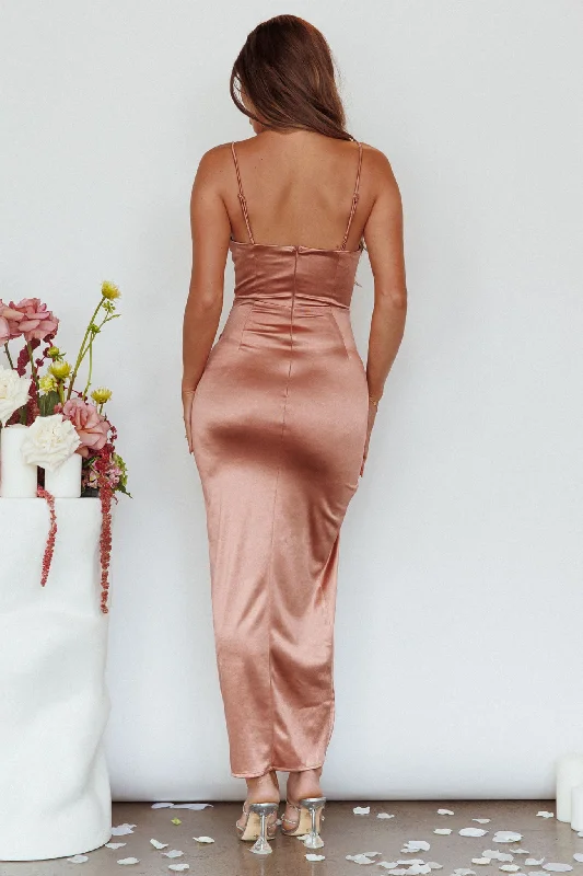 Fayth Split Open Wrap Maxi Dress Bronze