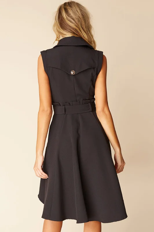 Harvard Bow Tie Trench Dress Black