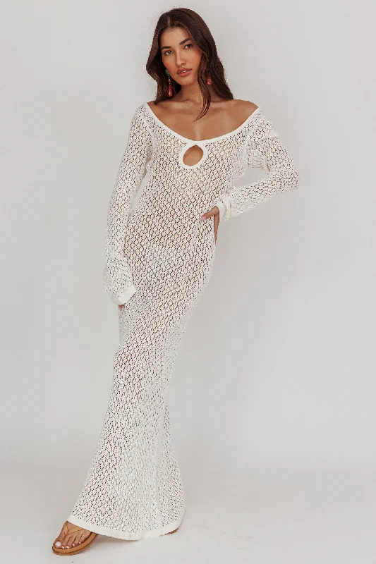 Hold My Heart Knit Maxi Dress Off White