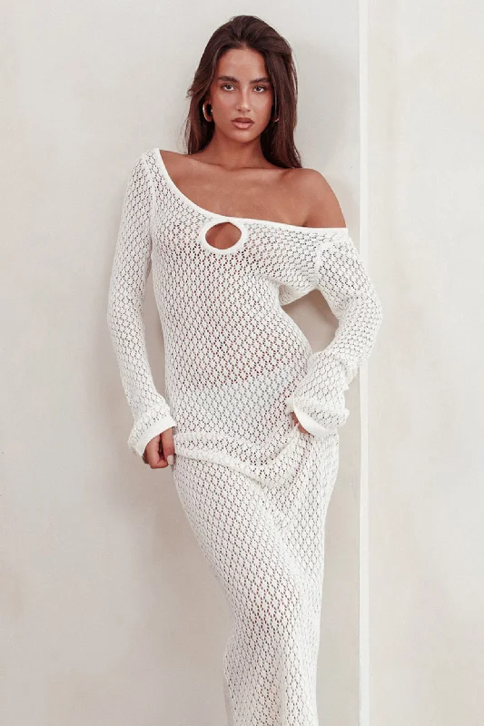 Hold My Heart Knit Maxi Dress Off White