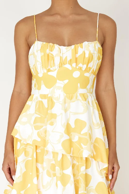 Hopeful Tiered Layered Maxi Dress Yellow