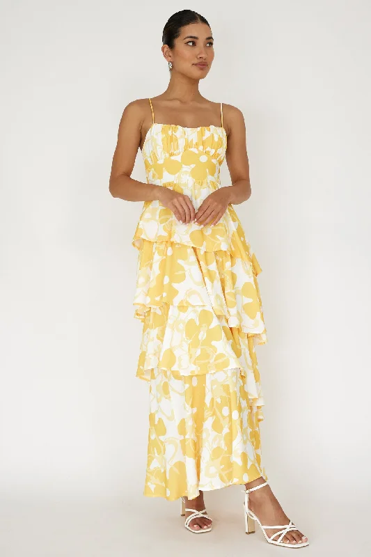 Hopeful Tiered Layered Maxi Dress Yellow