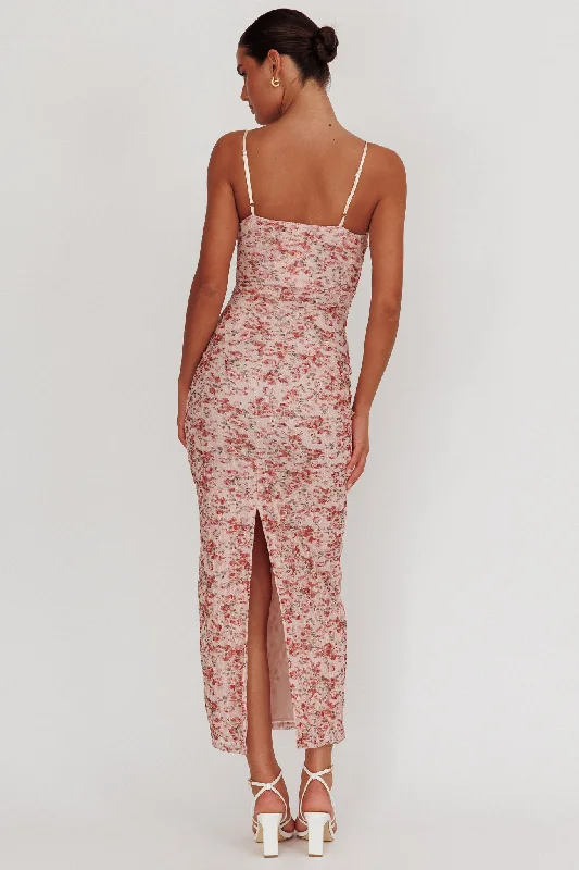 I'm Blushing Floral Lace Maxi Dress Rose