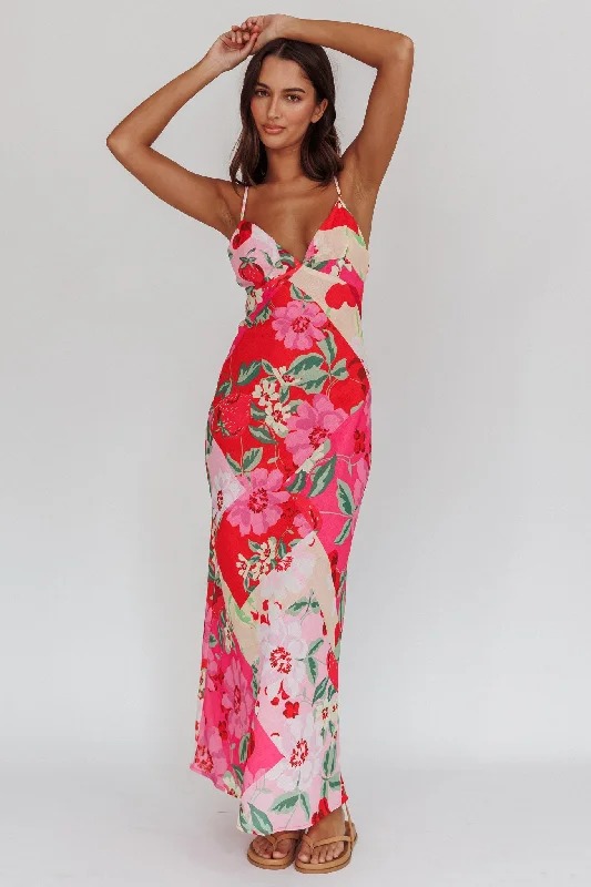 Jaya Floral A-line Maxi Dress Pink