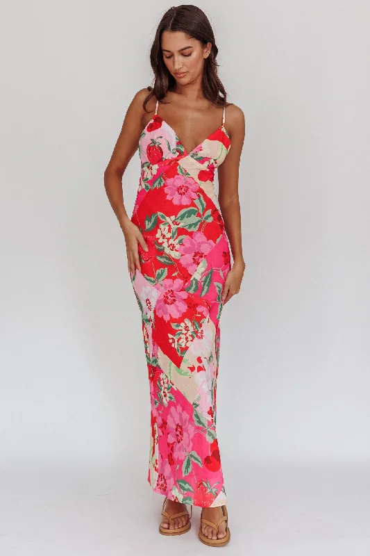 Jaya Floral A-line Maxi Dress Pink