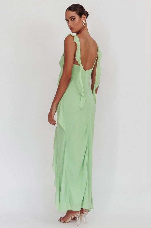 Johannson Ruffle Trim Maxi Dress Pistachio