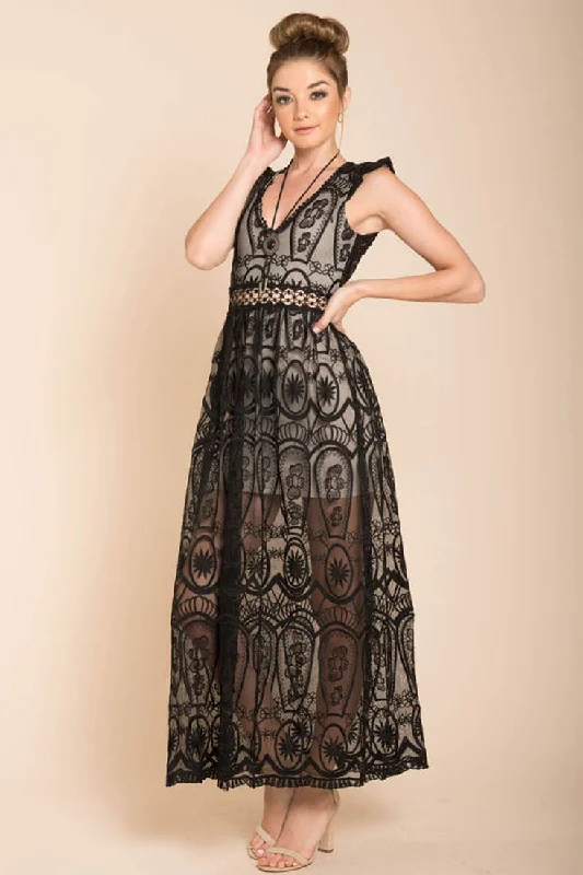 London Bohemian Glamour Maxi Dress Black