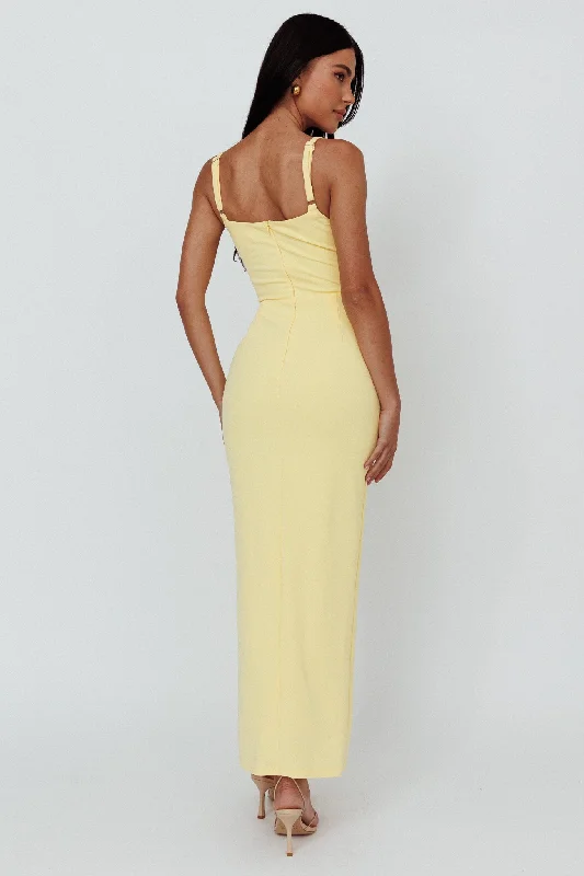 Love To Love Front Split Maxi Dress Lemon