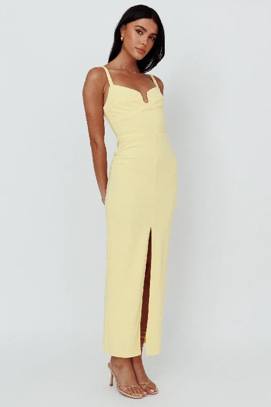 Love To Love Front Split Maxi Dress Lemon