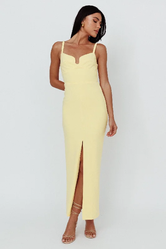 Love To Love Front Split Maxi Dress Lemon