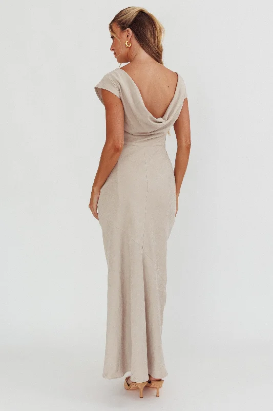 Maysa Cowl Back Maxi Dress Mushroom