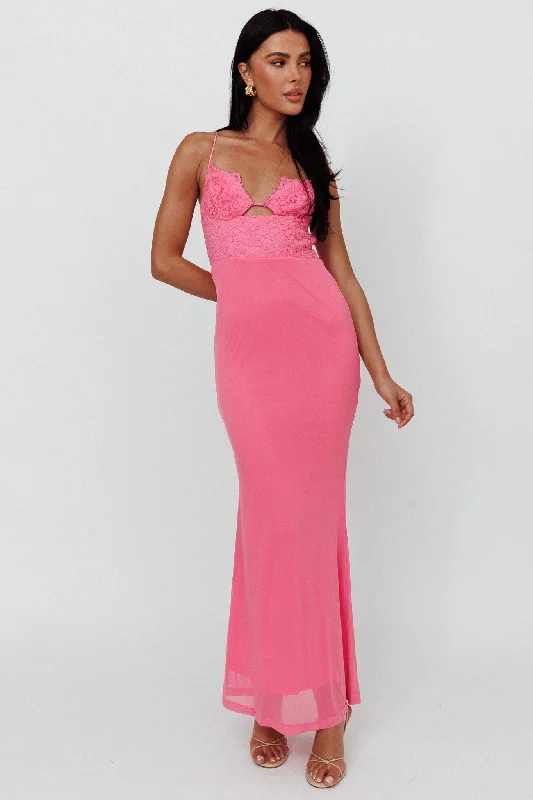 Modern Love Lace Bodice Maxi Dress Pink