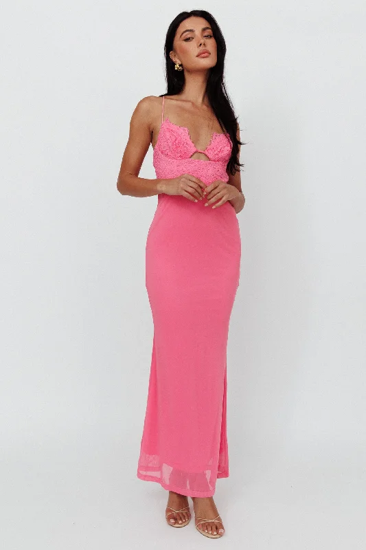 Modern Love Lace Bodice Maxi Dress Pink