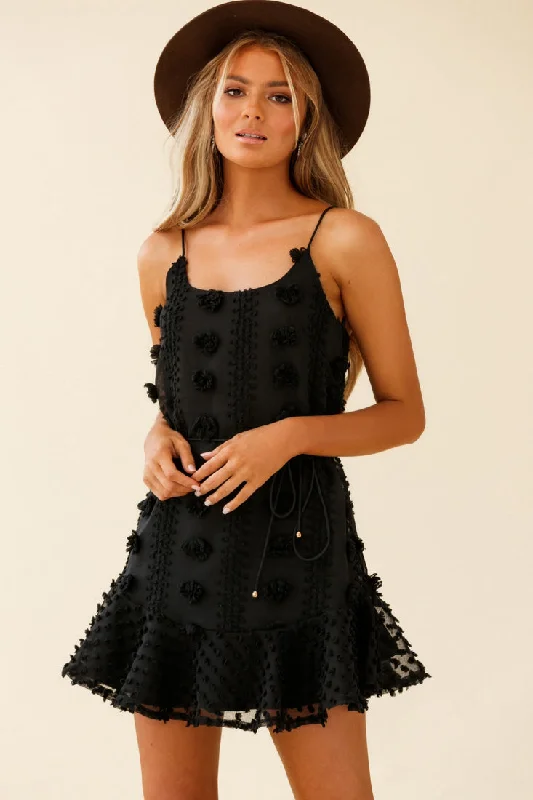 Montville Cami Strap Embellished Dress Black