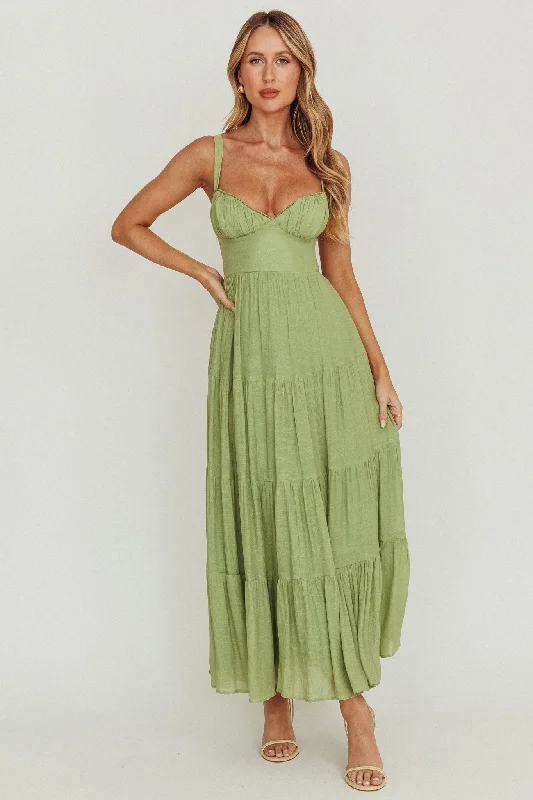 Neptune Cut Out Back A-Line Maxi Dress Sage