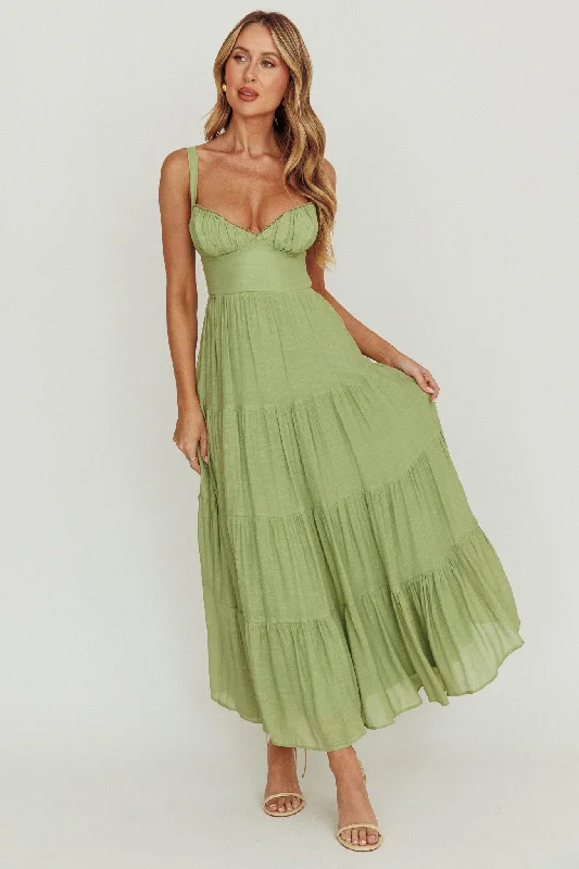 Neptune Cut Out Back A-Line Maxi Dress Sage