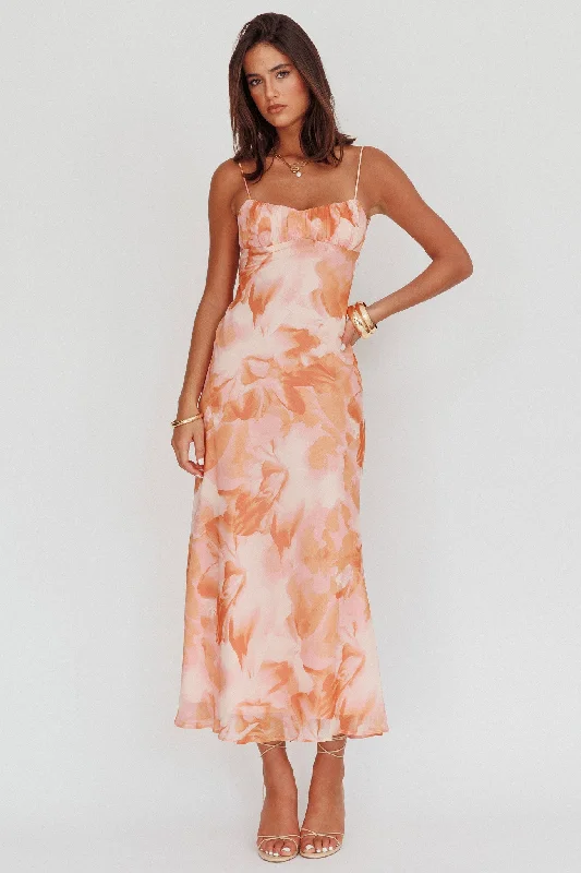 Nerida Low Back Twist Maxi Dress Orange