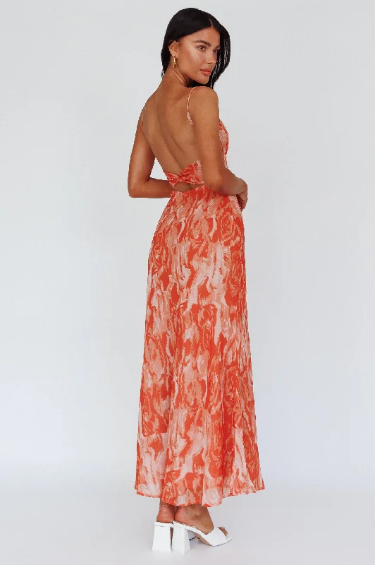 Nerida Twist Back Maxi Dress Swirl Orange