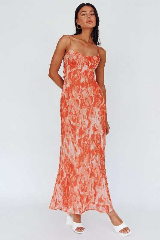 Nerida Twist Back Maxi Dress Swirl Orange