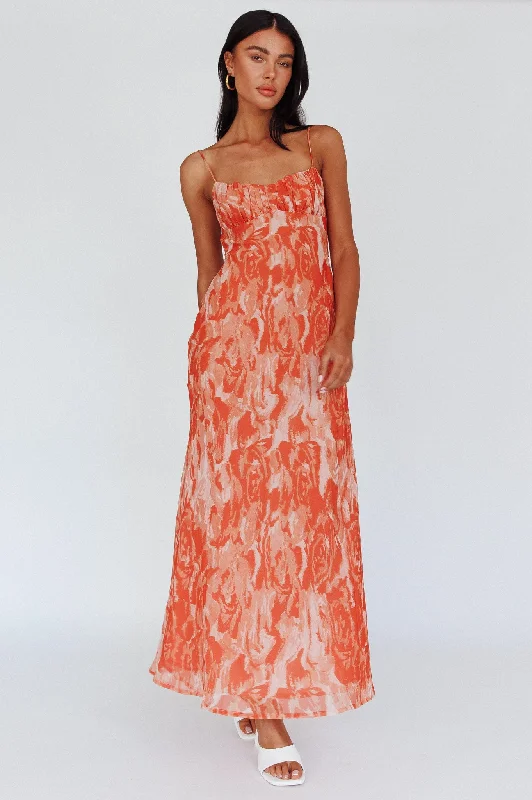 Nerida Twist Back Maxi Dress Swirl Orange