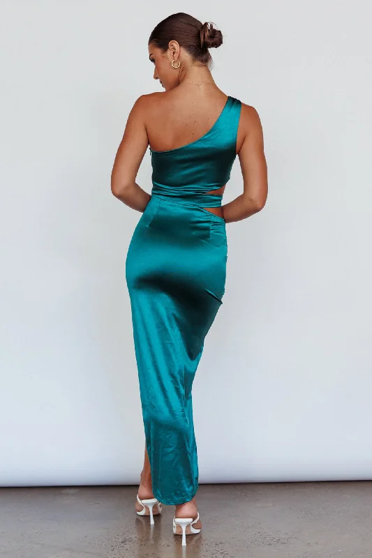 Night-Out One Shoulder Maxi Dress Green