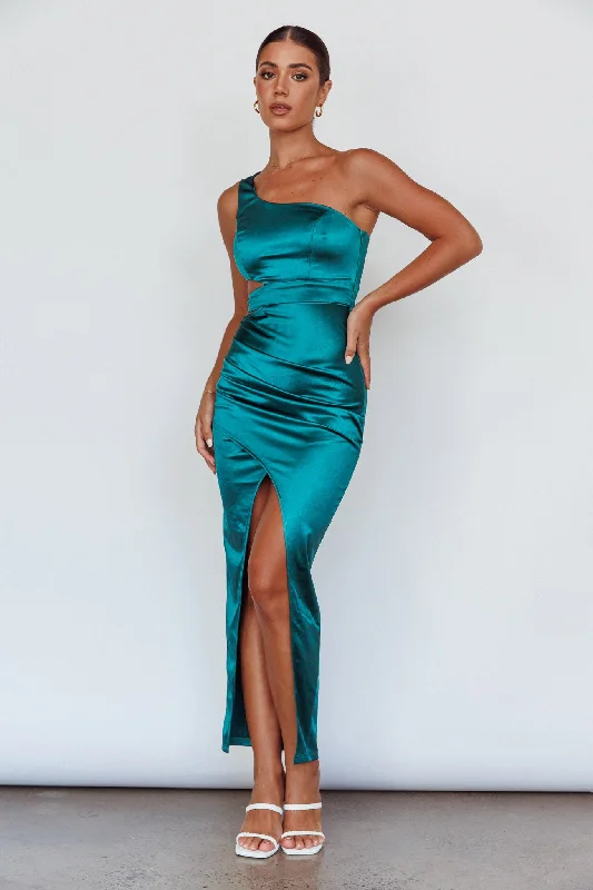 Night-Out One Shoulder Maxi Dress Green