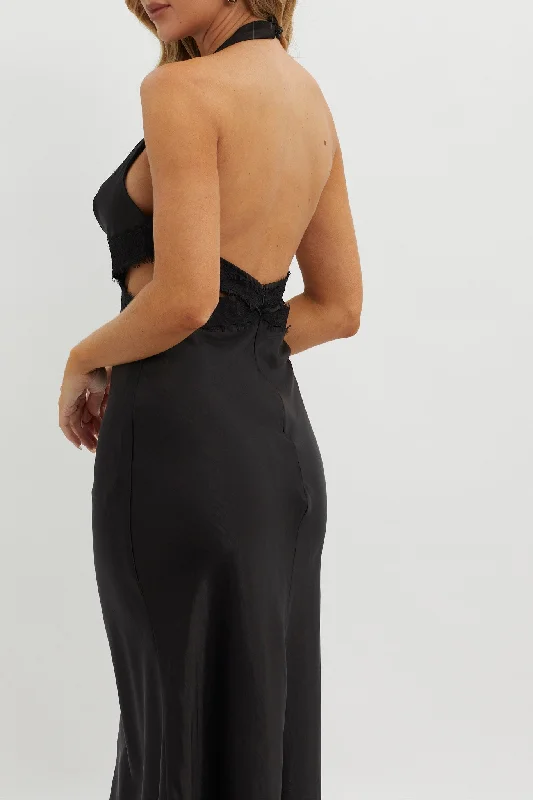 Of Your Dreams Cut-Out Halter Dress Black