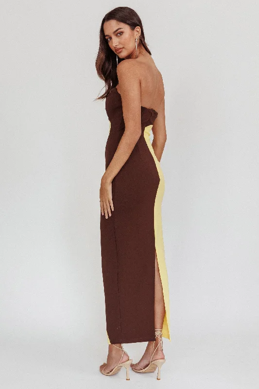 Regent Strapless Maxi Dress Cedar Yellow