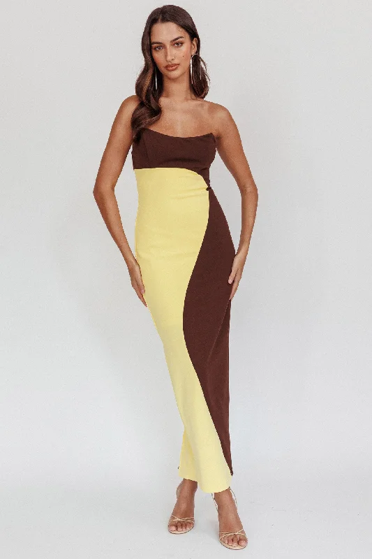 Regent Strapless Maxi Dress Cedar Yellow