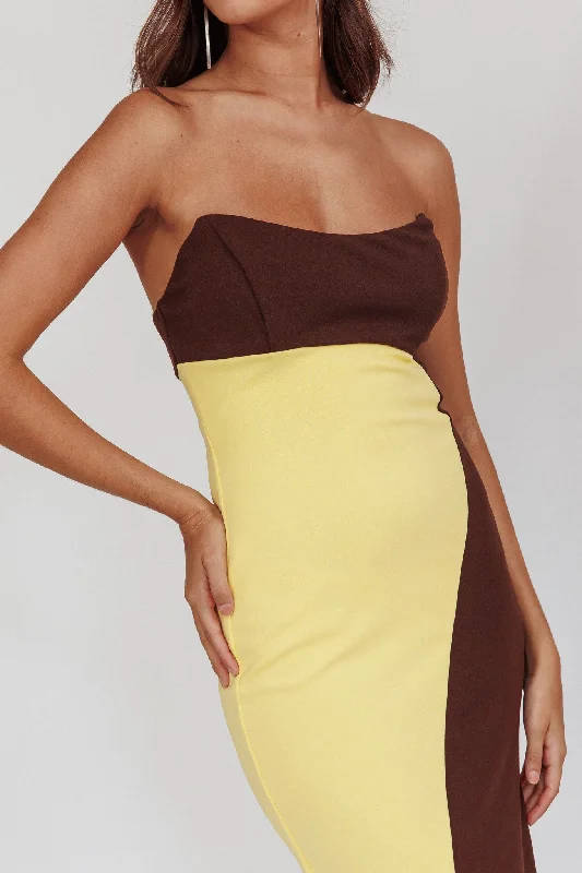 Regent Strapless Maxi Dress Cedar Yellow