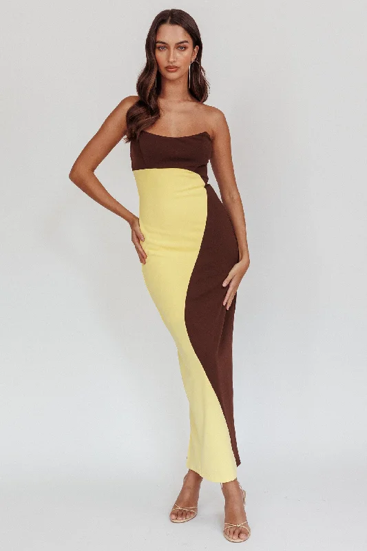 Regent Strapless Maxi Dress Cedar Yellow