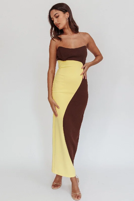 Regent Strapless Maxi Dress Cedar Yellow