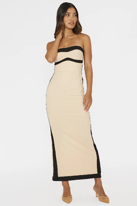 Tenika Strapless Bodycon Maxi Dress Nude